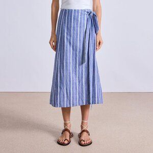 Apiece  Apart NWT Vera Wrap Skirt Medium Cotton Chambray Blue